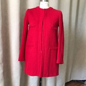 NWT Zara red boucle jacket xs peacoat